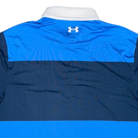 Men's UNDER ARMOUR The Playoff Polo Golf Blue Striped Loose Fit- Size XL - Picture 5 of 7